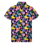 Tropical Palm And Hawaiian Fruits Print Men's Short Sleeve Shirt