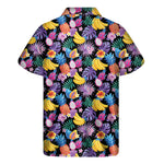 Tropical Palm And Hawaiian Fruits Print Men's Short Sleeve Shirt