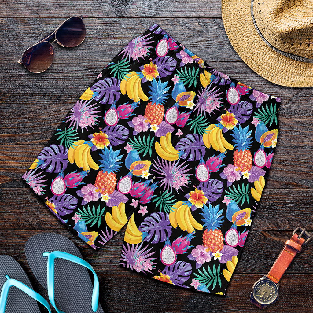 Tropical Palm And Hawaiian Fruits Print Men's Shorts