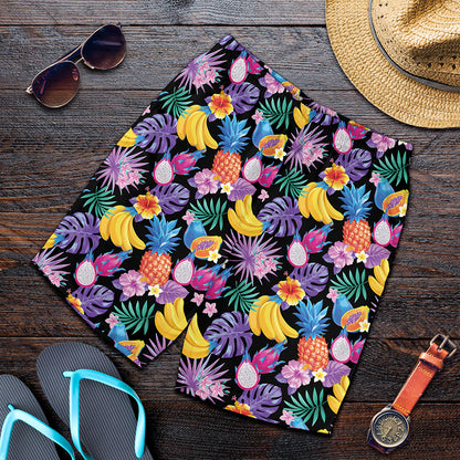 Tropical Palm And Hawaiian Fruits Print Men's Shorts