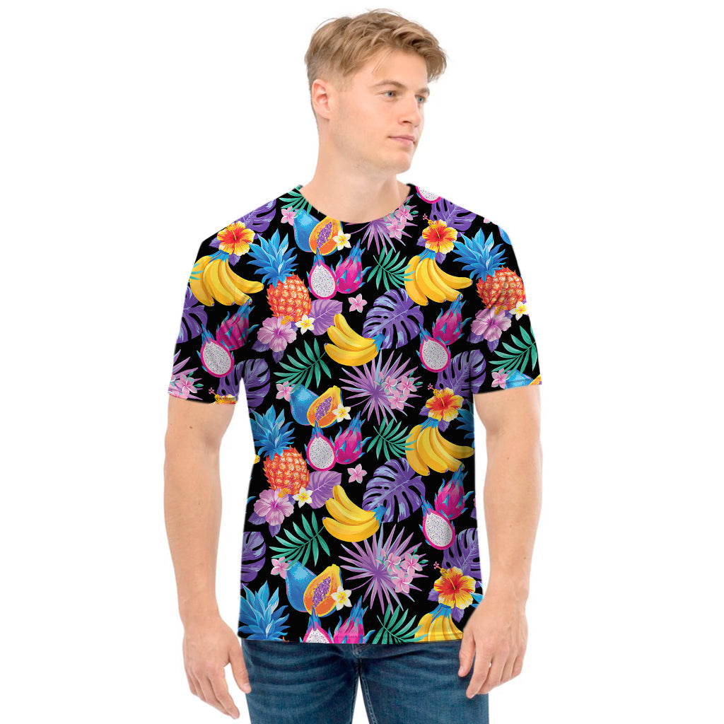 Tropical Palm And Hawaiian Fruits Print Men's T-Shirt