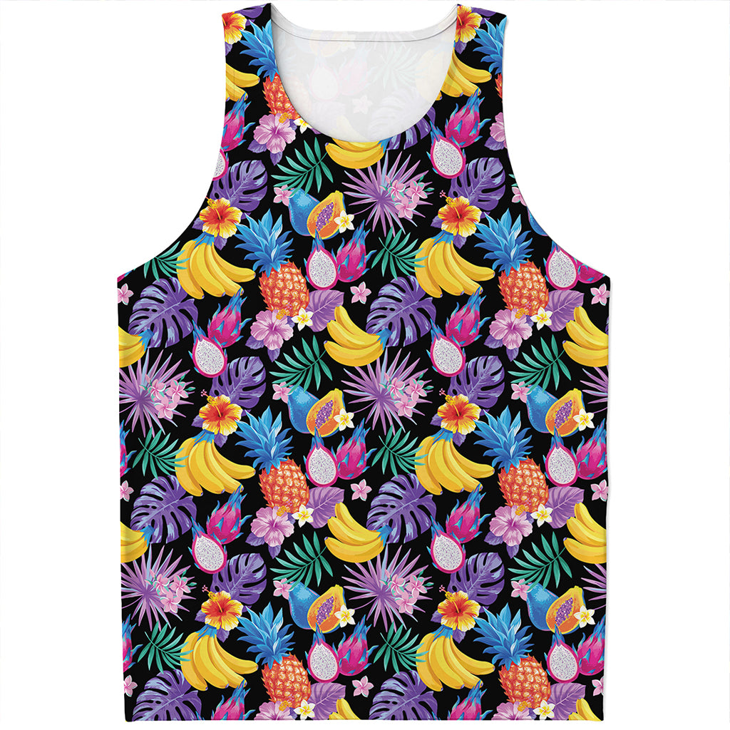 Tropical Palm And Hawaiian Fruits Print Men's Tank Top
