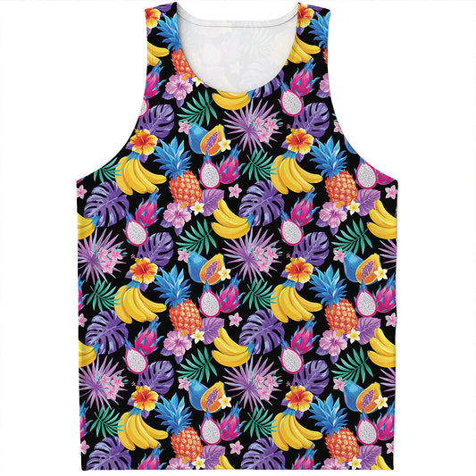 Tropical Palm And Hawaiian Fruits Print Men's Tank Top
