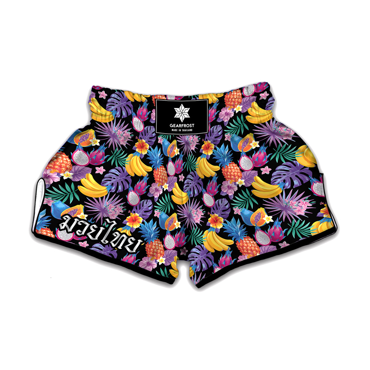 Tropical Palm And Hawaiian Fruits Print Muay Thai Boxing Shorts