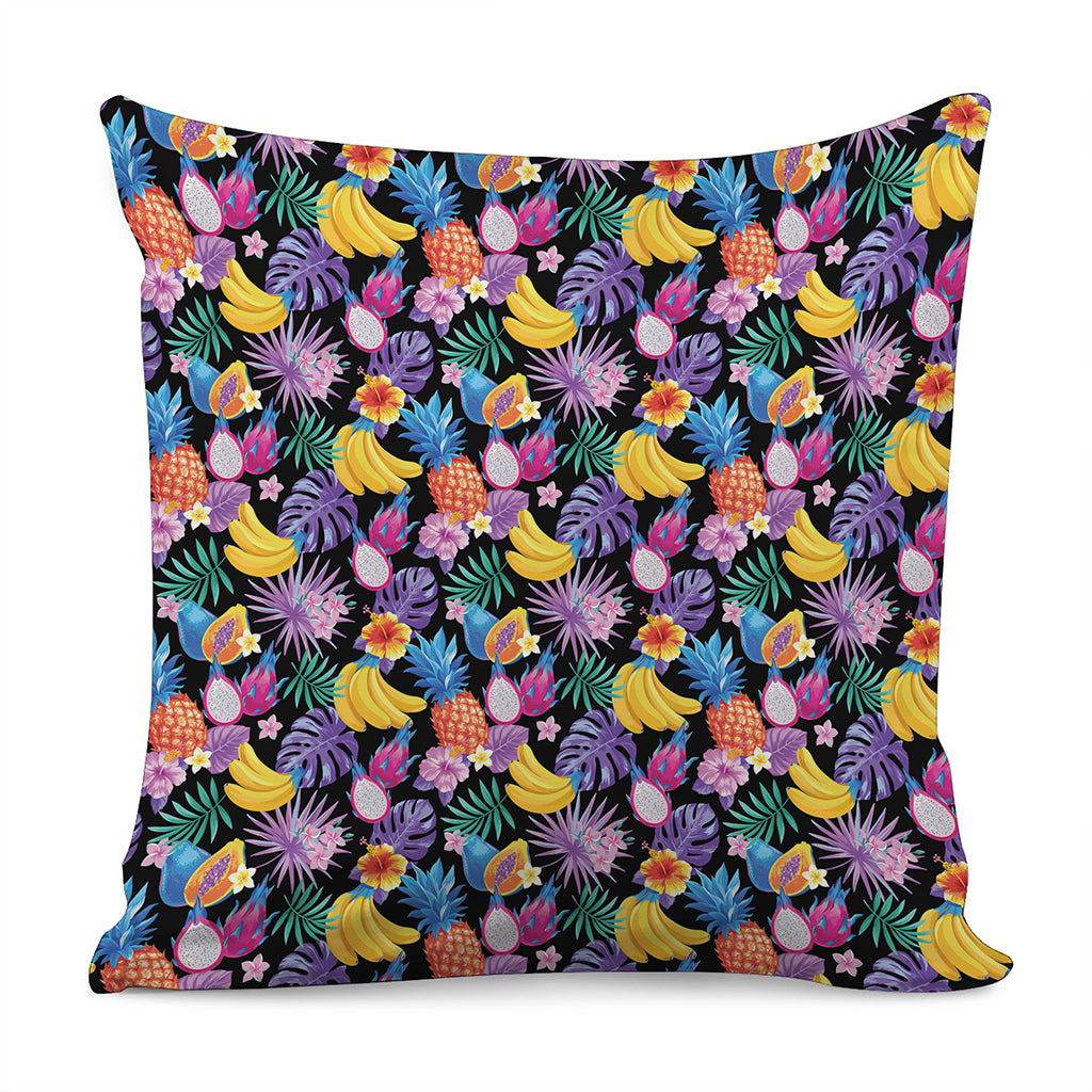 Tropical Palm And Hawaiian Fruits Print Pillow Cover