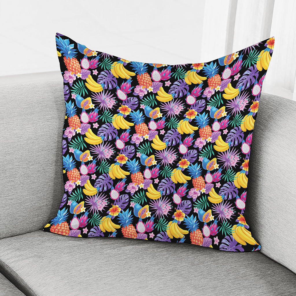 Tropical Palm And Hawaiian Fruits Print Pillow Cover