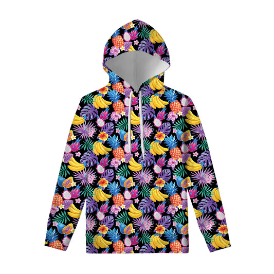 Tropical Palm And Hawaiian Fruits Print Pullover Hoodie