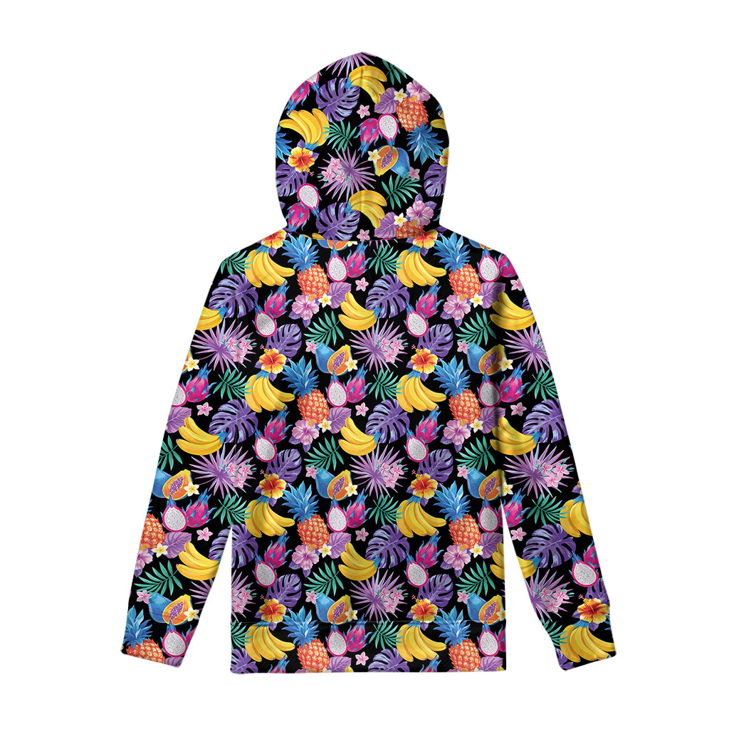 Tropical Palm And Hawaiian Fruits Print Pullover Hoodie
