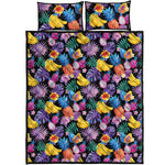 Tropical Palm And Hawaiian Fruits Print Quilt Bed Set