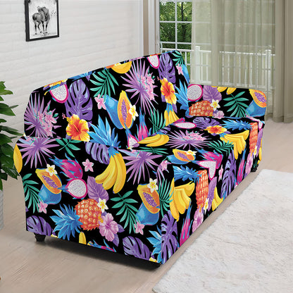 Tropical Palm And Hawaiian Fruits Print Sofa Cover
