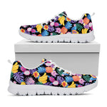 Tropical Palm And Hawaiian Fruits Print White Sneakers