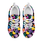 Tropical Palm And Hawaiian Fruits Print White Sneakers