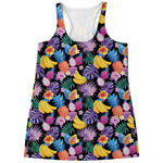 Tropical Palm And Hawaiian Fruits Print Women's Racerback Tank Top