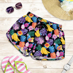 Tropical Palm And Hawaiian Fruits Print Women's Shorts