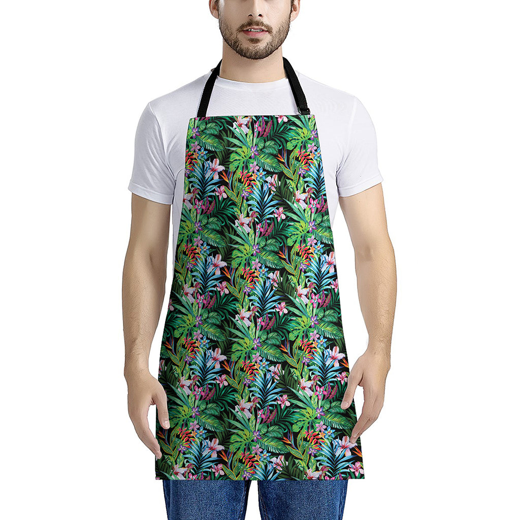 Tropical Palm And Hibiscus Print Apron