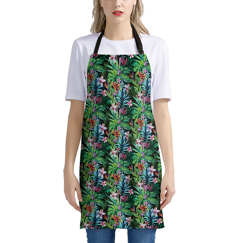 Tropical Palm And Hibiscus Print Apron