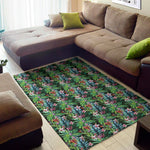Tropical Palm And Hibiscus Print Area Rug