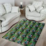 Tropical Palm And Hibiscus Print Area Rug