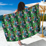 Tropical Palm And Hibiscus Print Beach Sarong Wrap