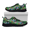 Tropical Palm And Hibiscus Print Black Running Shoes