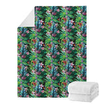 Tropical Palm And Hibiscus Print Blanket