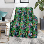 Tropical Palm And Hibiscus Print Blanket