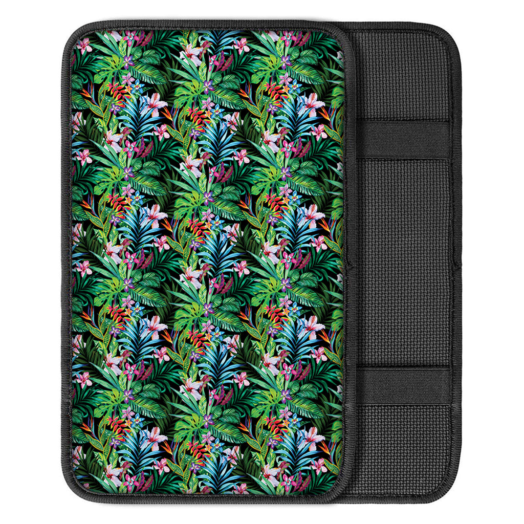 Tropical Palm And Hibiscus Print Car Center Console Cover