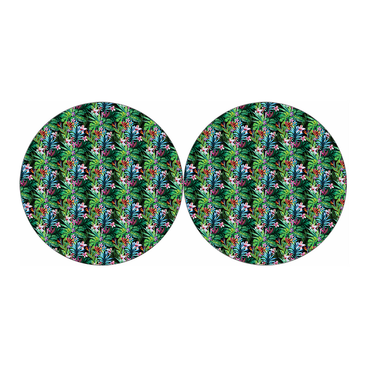 Tropical Palm And Hibiscus Print Car Coasters