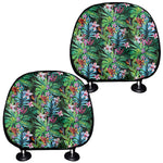 Tropical Palm And Hibiscus Print Car Headrest Covers
