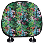 Tropical Palm And Hibiscus Print Car Headrest Covers