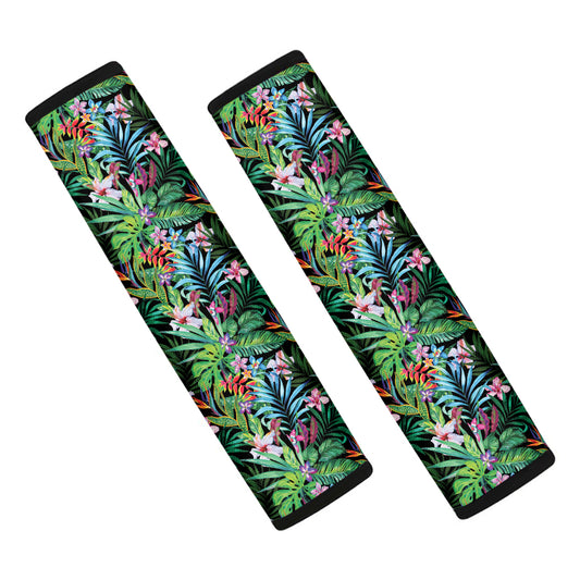 Tropical Palm And Hibiscus Print Car Seat Belt Covers