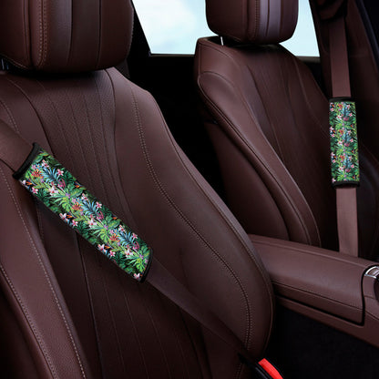 Tropical Palm And Hibiscus Print Car Seat Belt Covers