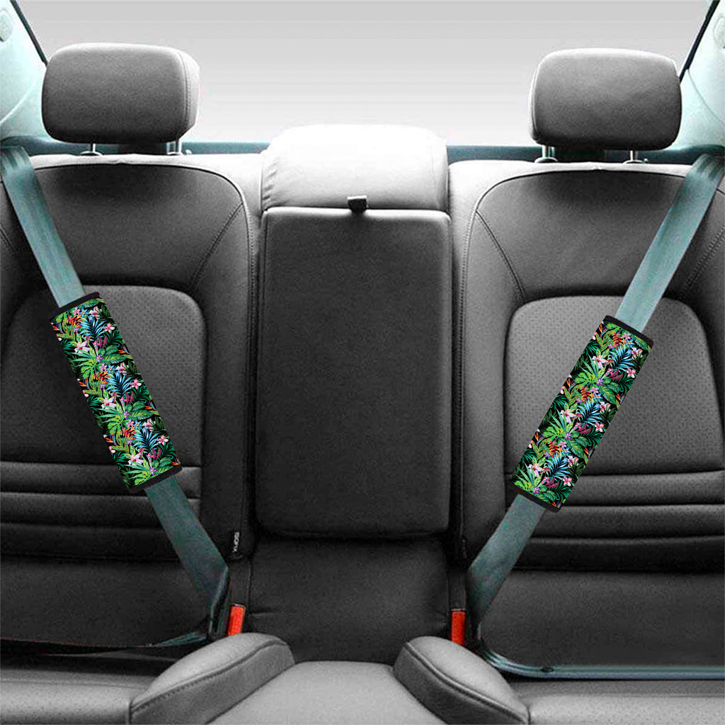 Tropical Palm And Hibiscus Print Car Seat Belt Covers