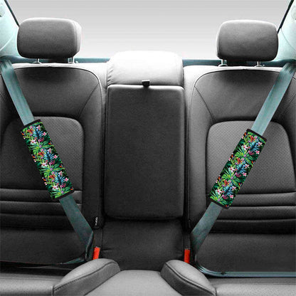 Tropical Palm And Hibiscus Print Car Seat Belt Covers