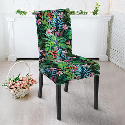 Tropical Palm And Hibiscus Print Dining Chair Slipcover
