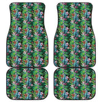 Tropical Palm And Hibiscus Print Front and Back Car Floor Mats