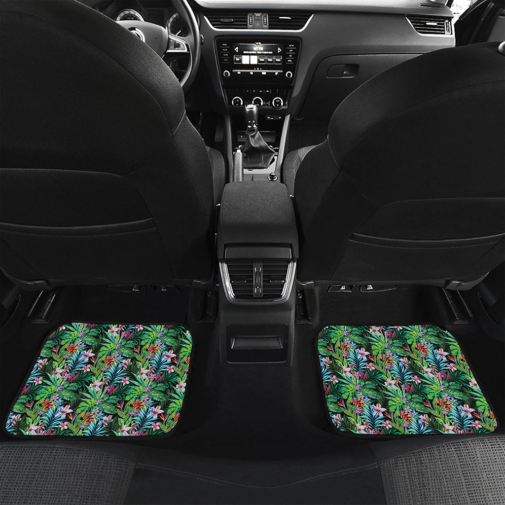 Tropical Palm And Hibiscus Print Front and Back Car Floor Mats