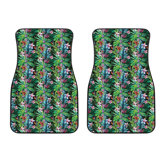 Tropical Palm And Hibiscus Print Front Car Floor Mats
