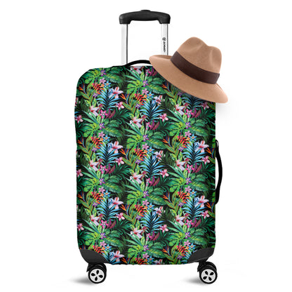 Tropical Palm And Hibiscus Print Luggage Cover