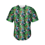Tropical Palm And Hibiscus Print Men's Baseball Jersey