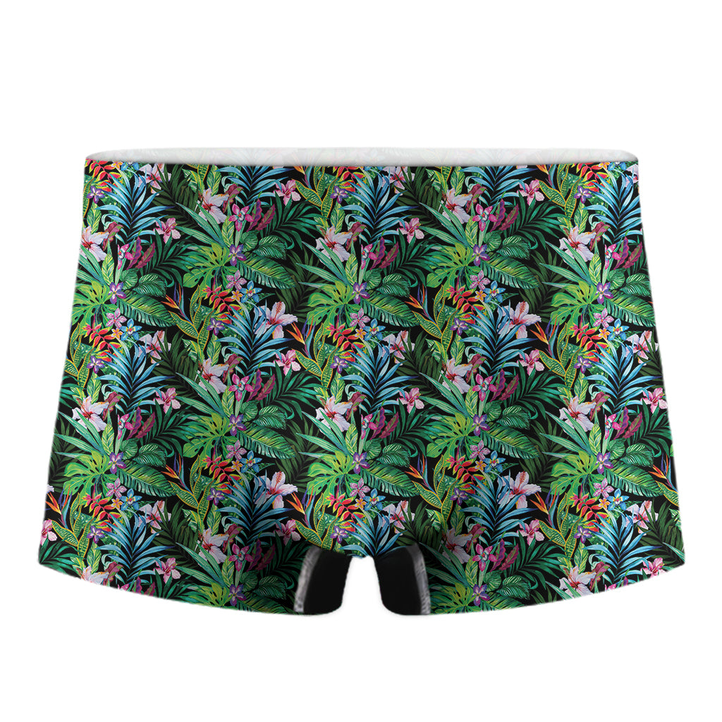 Tropical Palm And Hibiscus Print Men's Boxer Briefs