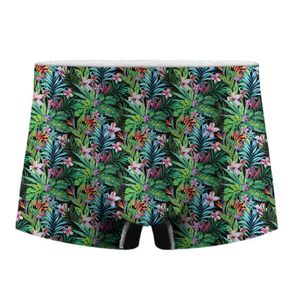 Tropical Palm And Hibiscus Print Men's Boxer Briefs