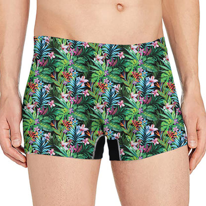 Tropical Palm And Hibiscus Print Men's Boxer Briefs