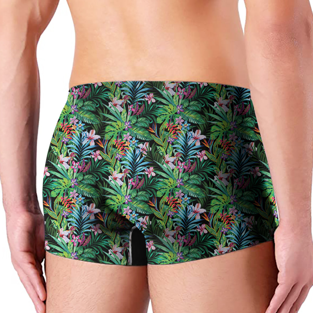 Tropical Palm And Hibiscus Print Men's Boxer Briefs