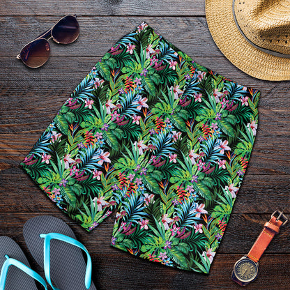 Tropical Palm And Hibiscus Print Men's Shorts