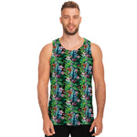 Tropical Palm And Hibiscus Print Men's Tank Top