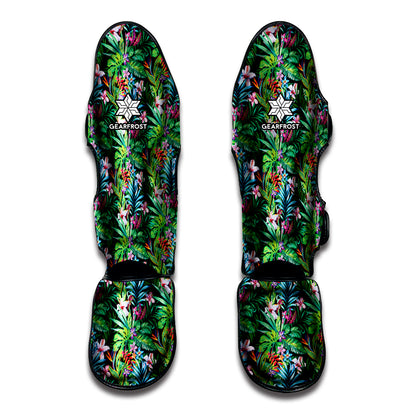 Tropical Palm And Hibiscus Print Muay Thai Shin Guard