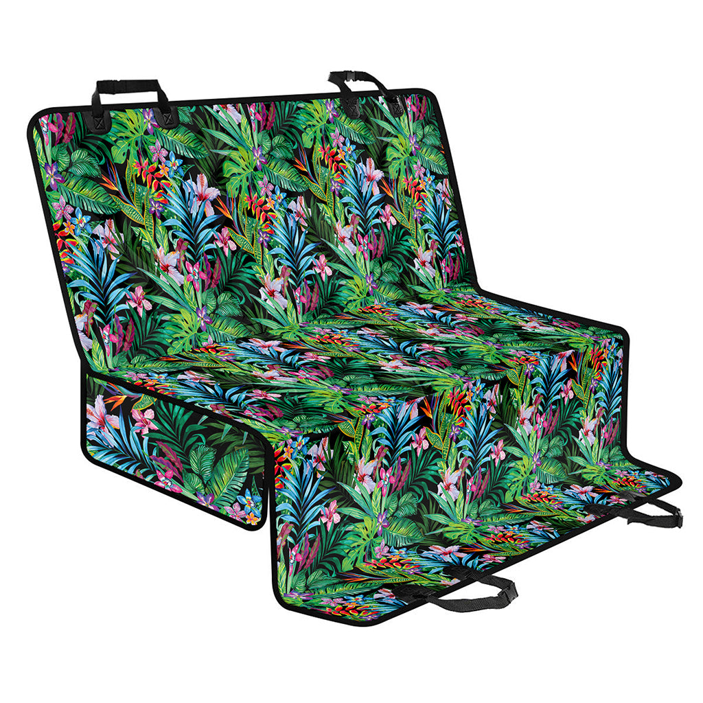 Tropical Palm And Hibiscus Print Pet Car Back Seat Cover