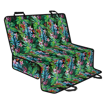 Tropical Palm And Hibiscus Print Pet Car Back Seat Cover
