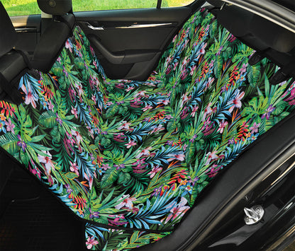 Tropical Palm And Hibiscus Print Pet Car Back Seat Cover